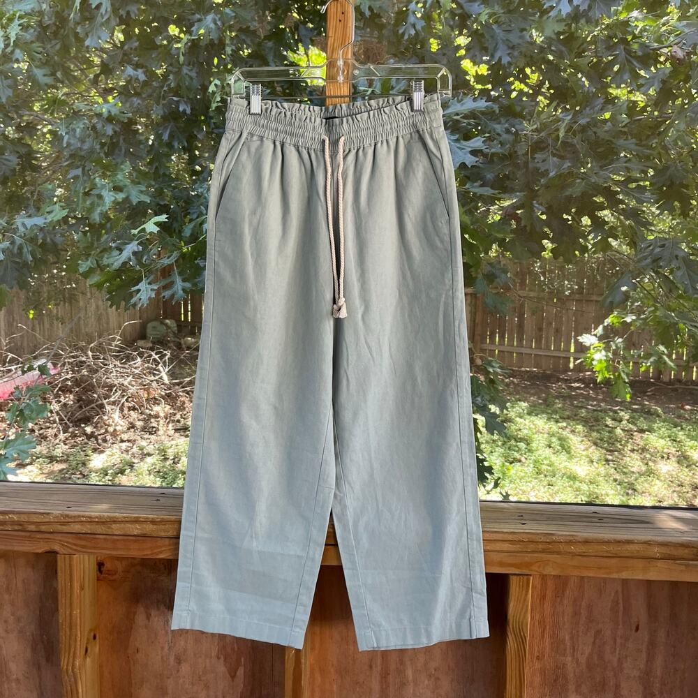 J.Crew Factory Women's Linen-Cotton Wide Leg Paper Bag Pant Size 2. NEW!